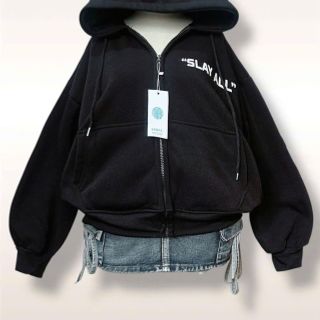 Áo khoác nữ cao cấp nón rộng chữ SLAY