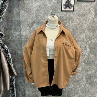 Áo sơ mi da lộn tay dài logo thêu INCREDIBLE
