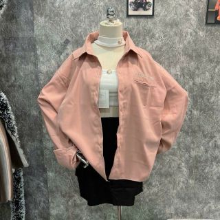 Áo sơ mi da lộn tay dài logo thêu INCREDIBLE
