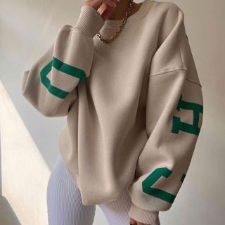 Áo SWETER dành cho nữ, hình in nhiệt, nổi, bo thun và tay rộng