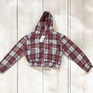 Áo khoác sơ mi sọc caro nỉ mềm mịn dây kéo cổ cao