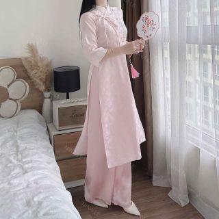 Sét áo dài tết gấm hoa mai Sét áo dài tết gấm hoa mai