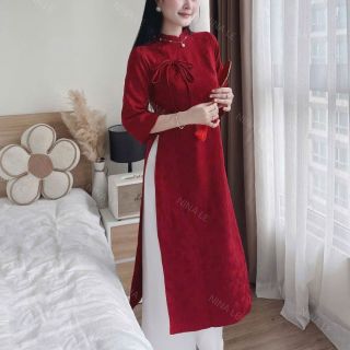 Sét áo dài tết gấm hoa mai Sét áo dài tết gấm hoa mai