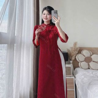 Sét áo dài tết gấm hoa mai Sét áo dài tết gấm hoa mai