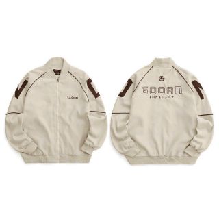 Áo khoác bomber chất da lộn 2 lớp, lót dù bên trong, logo thêu