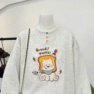 Áo dài tay nữ cổ tròn đính charm nút Áo dài tay nữ cổ tròn đính charm nút