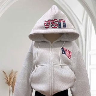 Áo khoác nỉ nữ chữ USA và hình cờ