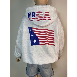 Áo khoác nỉ nữ chữ USA và hình cờ