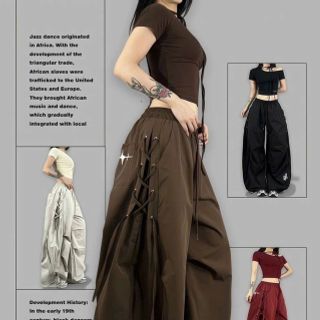 Quần nữ ống rộng thùng thìng có khoen, vải dù thời trang