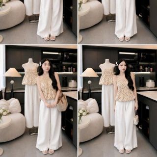 Set Bộ Nữ Mango Chấm Bi - Áo Dáng Bí & Quần Suông Ống Rộng Set Bộ Nữ Mango Chấm Bi - Áo Dáng Bí & Quần Suông Ống Rộng