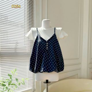 Set 2 Món Váy 2 Dây Chấm Bi Và Áo Thun Tăm Lạnh Cao Cấp #01234 Set 2 Món Váy 2 Dây Chấm Bi Và Áo Thun Tăm Lạnh Cao Cấp #01234