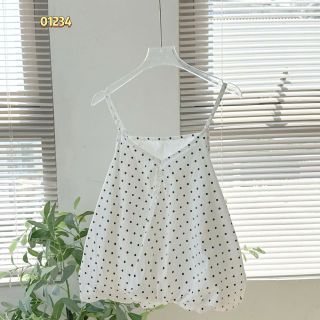 Set 2 Món Váy 2 Dây Chấm Bi Và Áo Thun Tăm Lạnh Cao Cấp #01234 Set 2 Món Váy 2 Dây Chấm Bi Và Áo Thun Tăm Lạnh Cao Cấp #01234