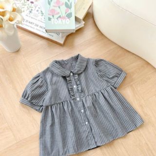Áo Kiểu Babydoll Kẻ Sọc Tăm Nữ Thắt Nơ Cổ Bèo Vuông Ulzzang #76 Áo Kiểu Babydoll Kẻ Sọc Tăm Nữ Thắt Nơ Cổ Bèo Vuông Ulzzang #76