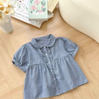 Áo Kiểu Babydoll Kẻ Sọc Tăm Nữ Thắt Nơ Cổ Bèo Vuông Ulzzang #76 Áo Kiểu Babydoll Kẻ Sọc Tăm Nữ Thắt Nơ Cổ Bèo Vuông Ulzzang #76