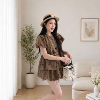 Set Đồ Bộ Hoa Nhí Chấm Bi Kiểu Dáng Babydoll Xinh Xắn Chất Vải Mango Set Đồ Bộ Hoa Nhí Chấm Bi Kiểu Dáng Babydoll Xinh Xắn Chất Vải Mango