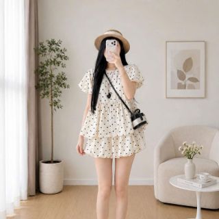 Set Đồ Bộ Hoa Nhí Chấm Bi Kiểu Dáng Babydoll Xinh Xắn Chất Vải Mango Set Đồ Bộ Hoa Nhí Chấm Bi Kiểu Dáng Babydoll Xinh Xắn Chất Vải Mango