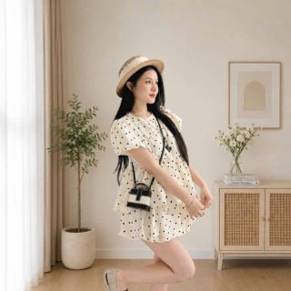 Set Đồ Bộ Hoa Nhí Chấm Bi Kiểu Dáng Babydoll Xinh Xắn Chất Vải Mango Set Đồ Bộ Hoa Nhí Chấm Bi Kiểu Dáng Babydoll Xinh Xắn Chất Vải Mango