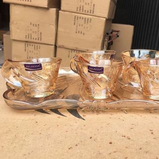 Bộ 6 cốc kèm khay thủy tinh dòng deli