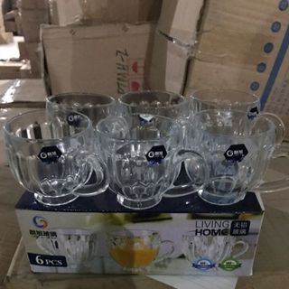 Bộ 6 Cốc Quai Thủy Tinh Trắng 195ml (THÙNG 12B)