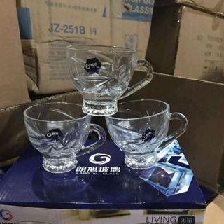 Bộ 6 Cốc Quai Thủy Tinh Trắng 195ml (THÙNG 12B)