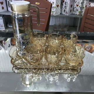 Bộ Bình 6 Cốc Kèm Khay Vàng (THÙNG 8B)