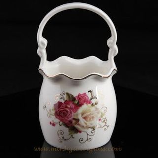 Giỏ sứ tròn hoa hồng đựng thìa dĩa ( THÙNG 96C) Giỏ sứ tròn hoa hồng đựng thìa dĩa ( THÙNG 96C)