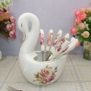 Giỏ sứ tròn hoa hồng đựng thìa dĩa ( THÙNG 96C) Giỏ sứ tròn hoa hồng đựng thìa dĩa ( THÙNG 96C)