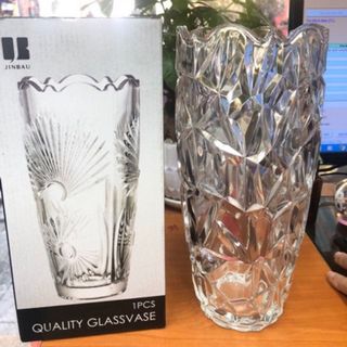 Bình cắm hoa thuỷ tinh cao 25cm khum trắng