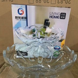 Đĩa Bát Thủy Tinh 3 Chân Trắng (THUNG 16C)