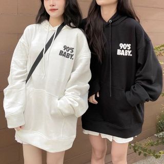 Áo hoodie nỉ in nổi 90s baby form đẹp vải mịn