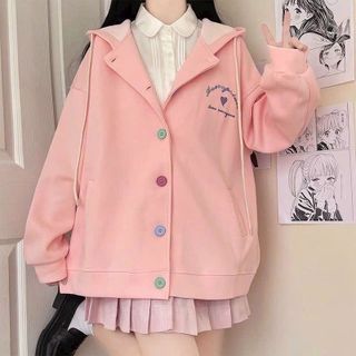 Áo khoác cadigan nỉ nút thêu hình trái tim nón rộng 2 lớp form rộng dưới 70kg Áo khoác cadigan nỉ nút thêu hình trái tim nón rộng 2 lớp form rộng dưới 70kg