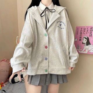 Áo khoác cadigan nỉ nút thêu hình trái tim nón rộng 2 lớp form rộng dưới 70kg Áo khoác cadigan nỉ nút thêu hình trái tim nón rộng 2 lớp form rộng dưới 70kg