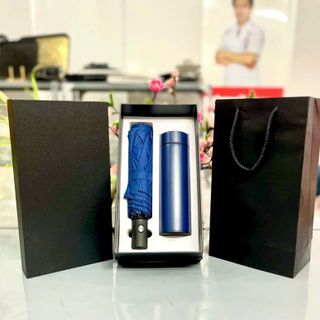 Set quà tặng cao cấp (bình giữ nhiệt 500ml hiện nhiệt độ + ô chống thấm)