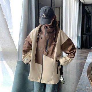 Áo Khoác Gió 2 Lớp Chống Nước Phối Màu Và Họa Tiết Có Mũ Trùm Đầu 𝐂𝐨́ 𝐓𝐮́𝐢 𝐓𝐫𝐨𝐧𝐠 Thời Trang