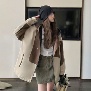 Áo Khoác Gió 2 Lớp Chống Nước Phối Màu Và Họa Tiết Có Mũ Trùm Đầu 𝐂𝐨́ 𝐓𝐮́𝐢 𝐓𝐫𝐨𝐧𝐠 Thời Trang