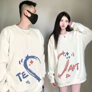 Áo Sweater Đôi Nam Nữ In Hình Nửa Trái Tim TE ART Form Rộng Cao Cấp