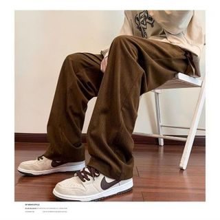 Quần nhung ống rộng có túi sau thời trang phong cách