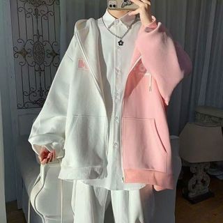 Áo khoác unisex Thun Nỉ phối 2 màu logo in gấu MANYSTON tay phòng có sừng nón Áo khoác unisex Thun Nỉ phối 2 màu logo in gấu MANYSTON tay phòng có sừng nón