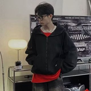 Áo khoác dây kéo from boxy 2 da dày dặn thêu nổi cổ cao form dạng boxy tay phồng nón rộng có 2 size L và Xl Áo khoác dây kéo from boxy 2 da dày dặn thêu nổi cổ cao form dạng boxy tay phồng nón rộng có 2 size L và Xl