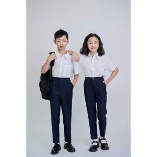 Quần Tây Học Sinh Màu Xanh Than - Chất Tuyết Mưa, Lưng Chun Sau Thoải Mái