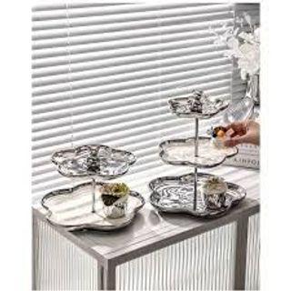 Khay sứ đựng hoa quả bánh kẹo 2, 3 tầng BB vàng và bạc trend 2024 NDH15