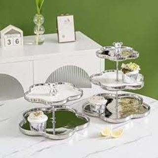 Khay sứ đựng hoa quả bánh kẹo 2, 3 tầng BB vàng và bạc trend 2024 NDH15