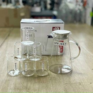 BỘ BÌNH NƯỚC VÀ CỐC THUỶ TINH HÌNH HOA GPH28-L7 TMARK(KIỆN 6 BỘ)