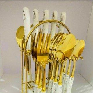 Dao Thìa Dĩa Kèm Giá Treo Bộ 25 Món Mạ Vàng Dao Thìa Dĩa Kèm Giá Treo Bộ 25 Món Mạ Vàng