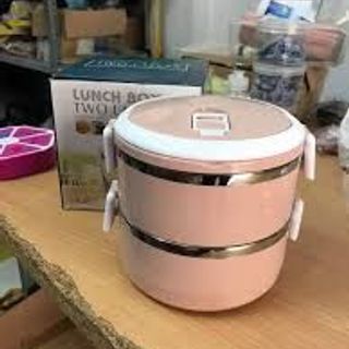 Hộp Cơm Giữ Nhiệt 2 Tầng Văn Phòng Lúa Mạch, Cặp Lồng Giữ Nhiệt, Cà Men Giữ Nhiệt Lõi Inox