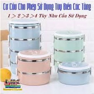 Hộp Cơm Giữ Nhiệt 2 Tầng Văn Phòng Lúa Mạch, Cặp Lồng Giữ Nhiệt, Cà Men Giữ Nhiệt Lõi Inox