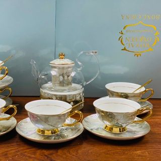 Bộ Ấm Trà Cốc Chén Pha Trà Cao Cấp Sang TRọng Phong Cách Bắc Âu Bộ Ấm Trà Cốc Chén Pha Trà Cao Cấp Sang TRọng Phong Cách Bắc Âu