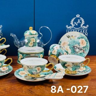 BỘ ẤM TRÀ NẾN CHÉN SỨ XƯƠNG CÓ ĐẾ ĐỰNG NẾN SANG TRỌNG