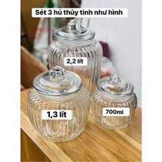 Sét 3 hũ thuỷ tinh hàng dày dặn thuỷ tinh trong suất BÉ