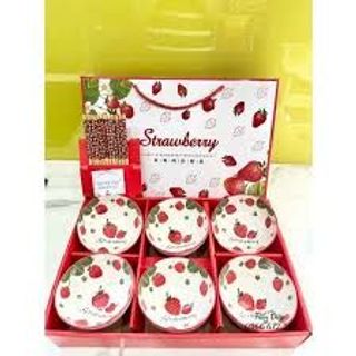 bộ 6 chén kèm đũa hình trái dâu - bộ chén sứ trái dâu